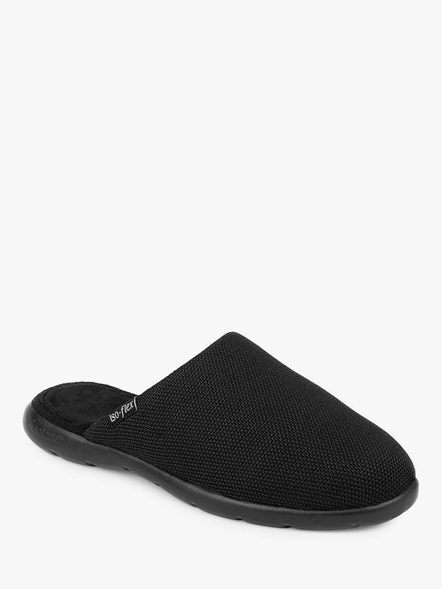 totes Iso Flex Textured Mule Slippers, Black