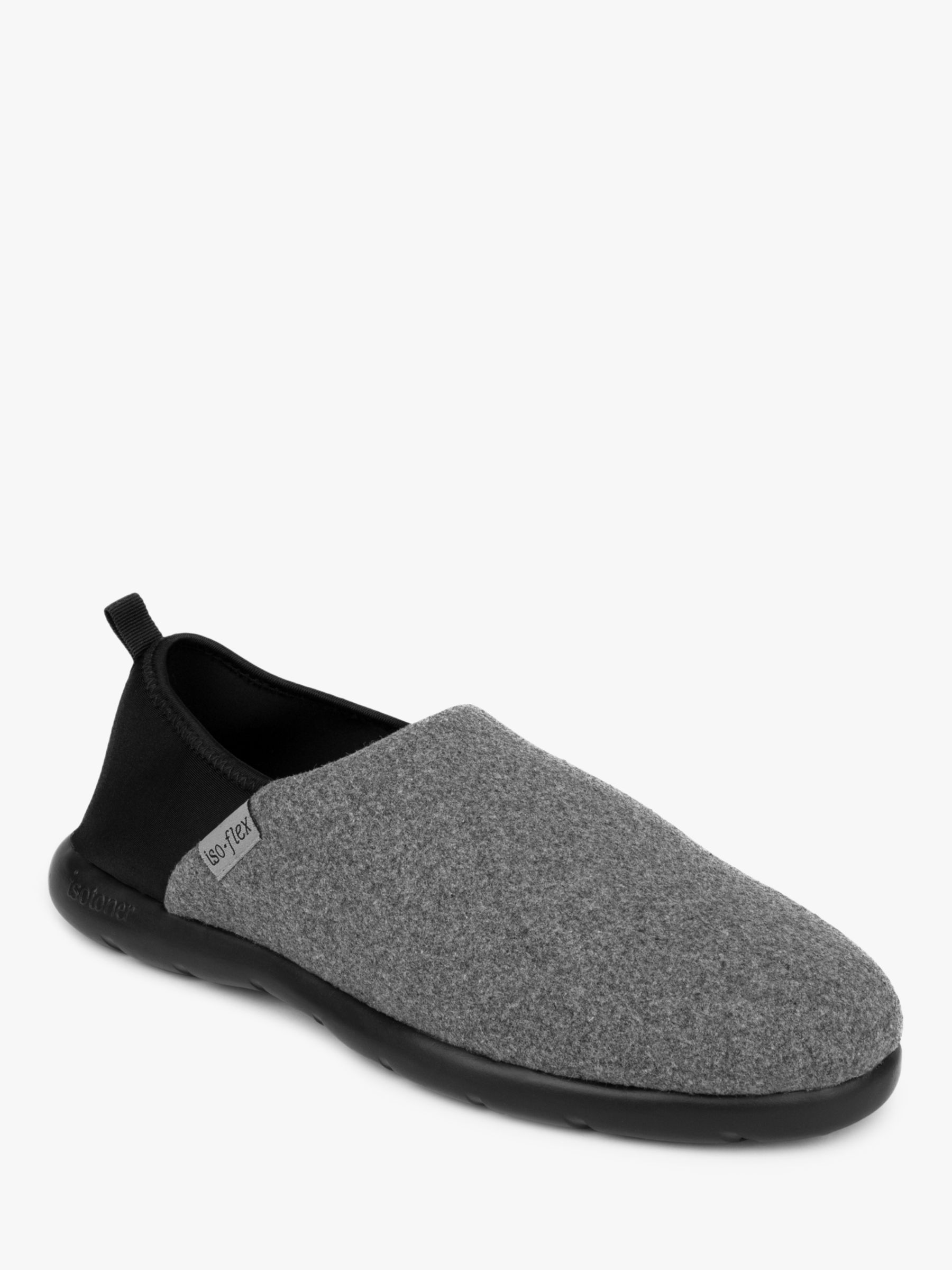 totes Iso Flex Textured Colour Block Mule Slippers, Grey/Black, 8