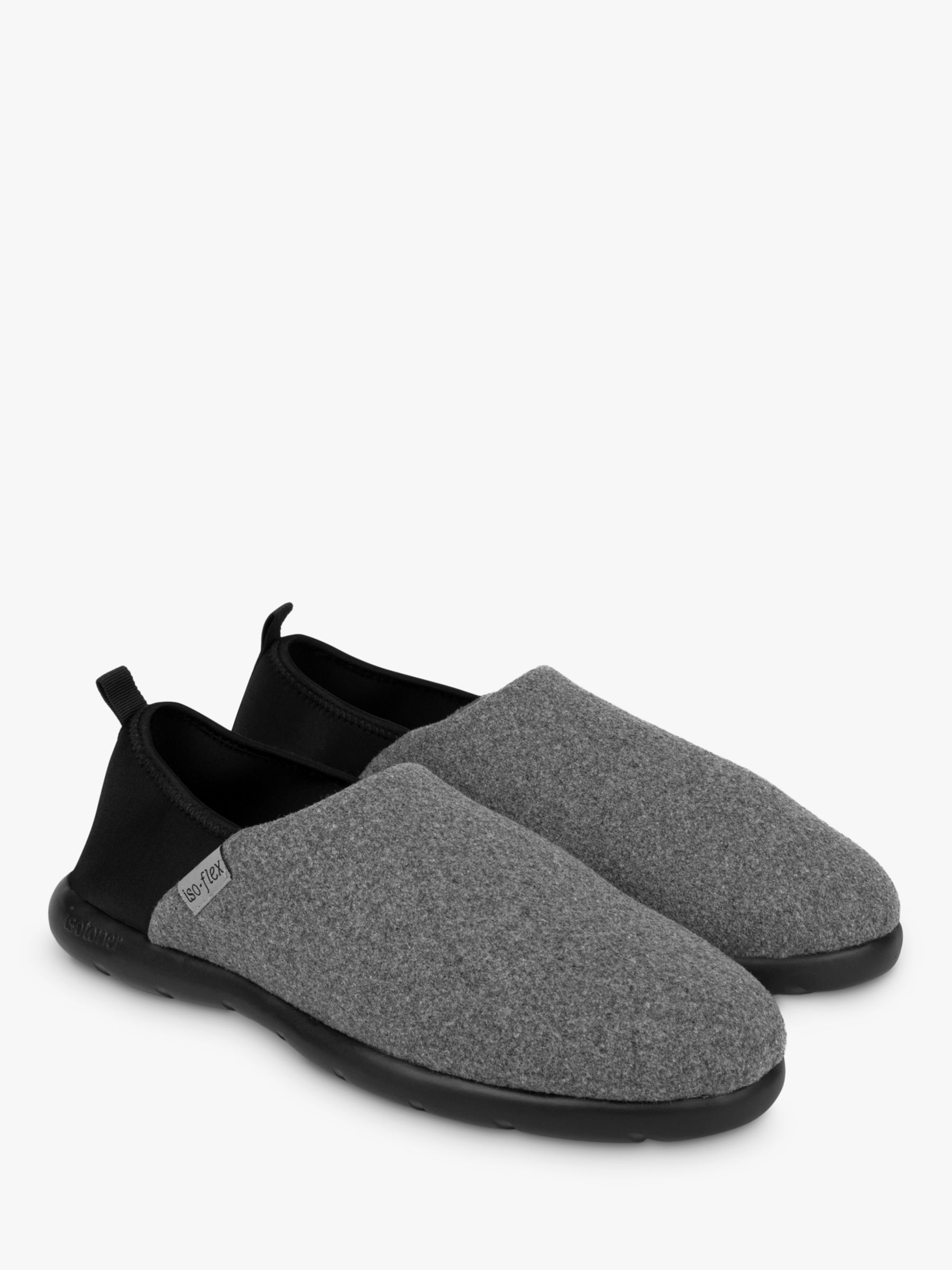 totes Iso Flex Textured Colour Block Mule Slippers, Grey/Black, 8