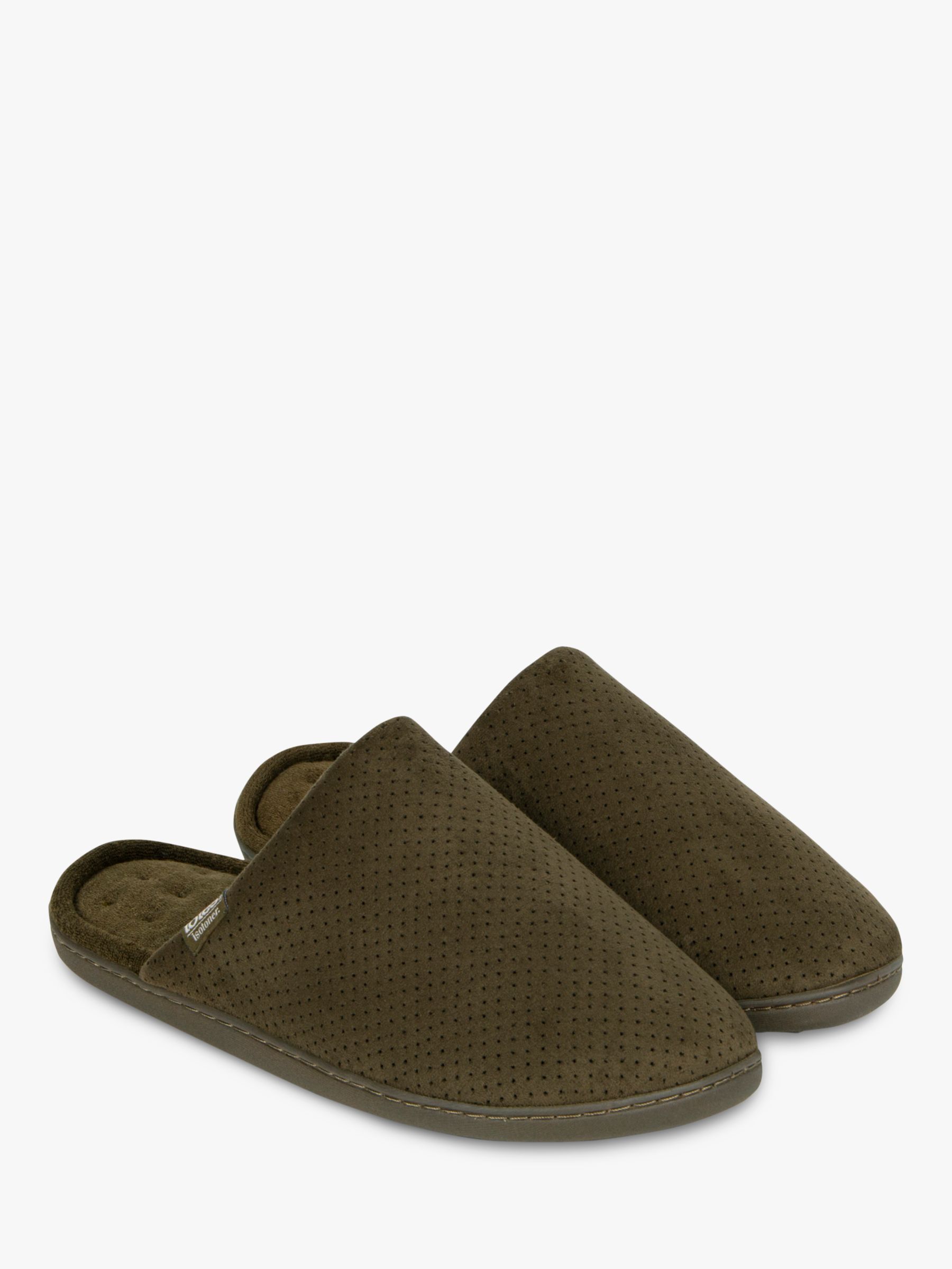 totes Airtex Suedette Mule Slippers Khaki at John Lewis Partners