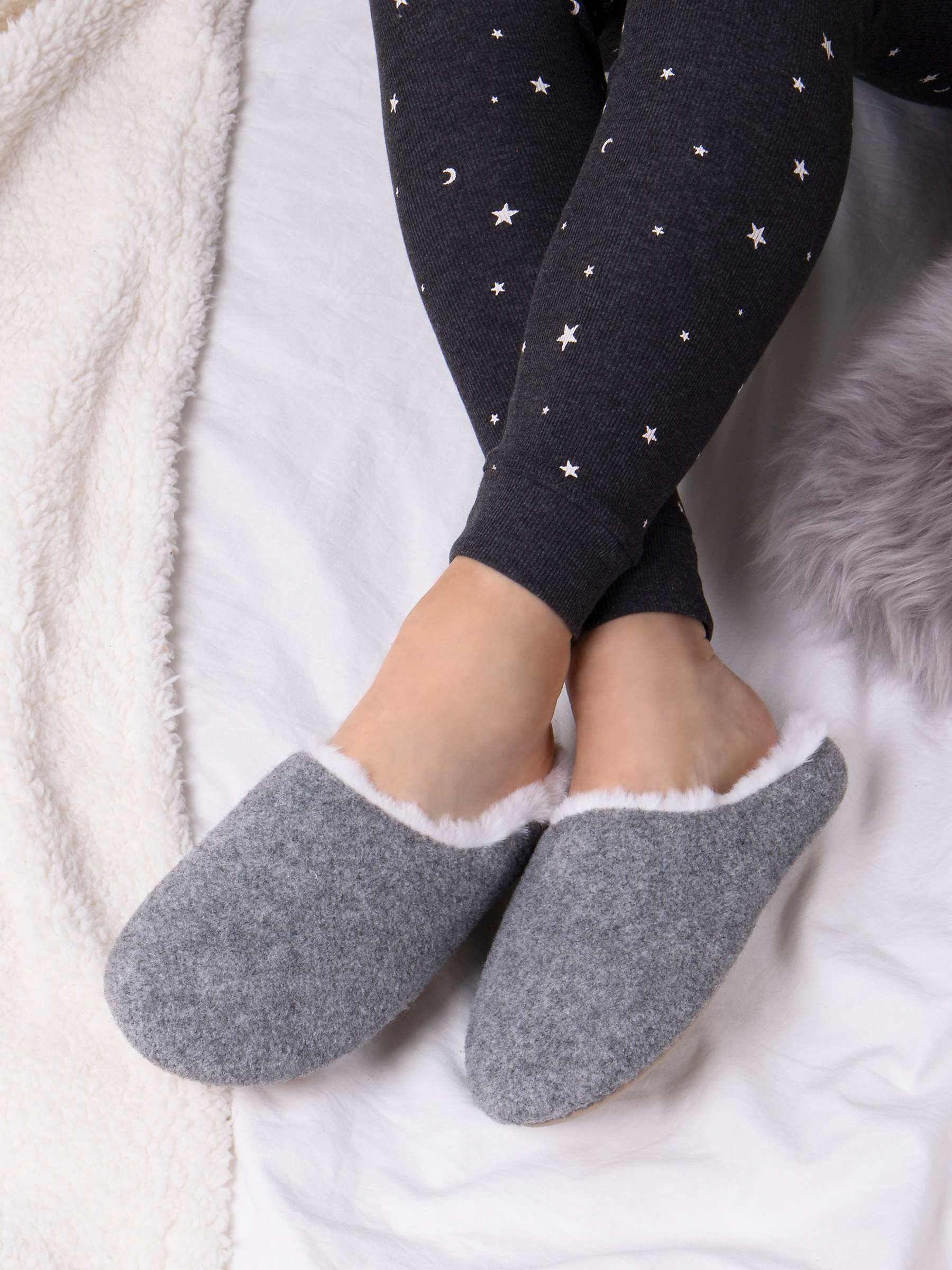 Buy totes Felt Clog Slippers, Light Grey Online at johnlewis.com