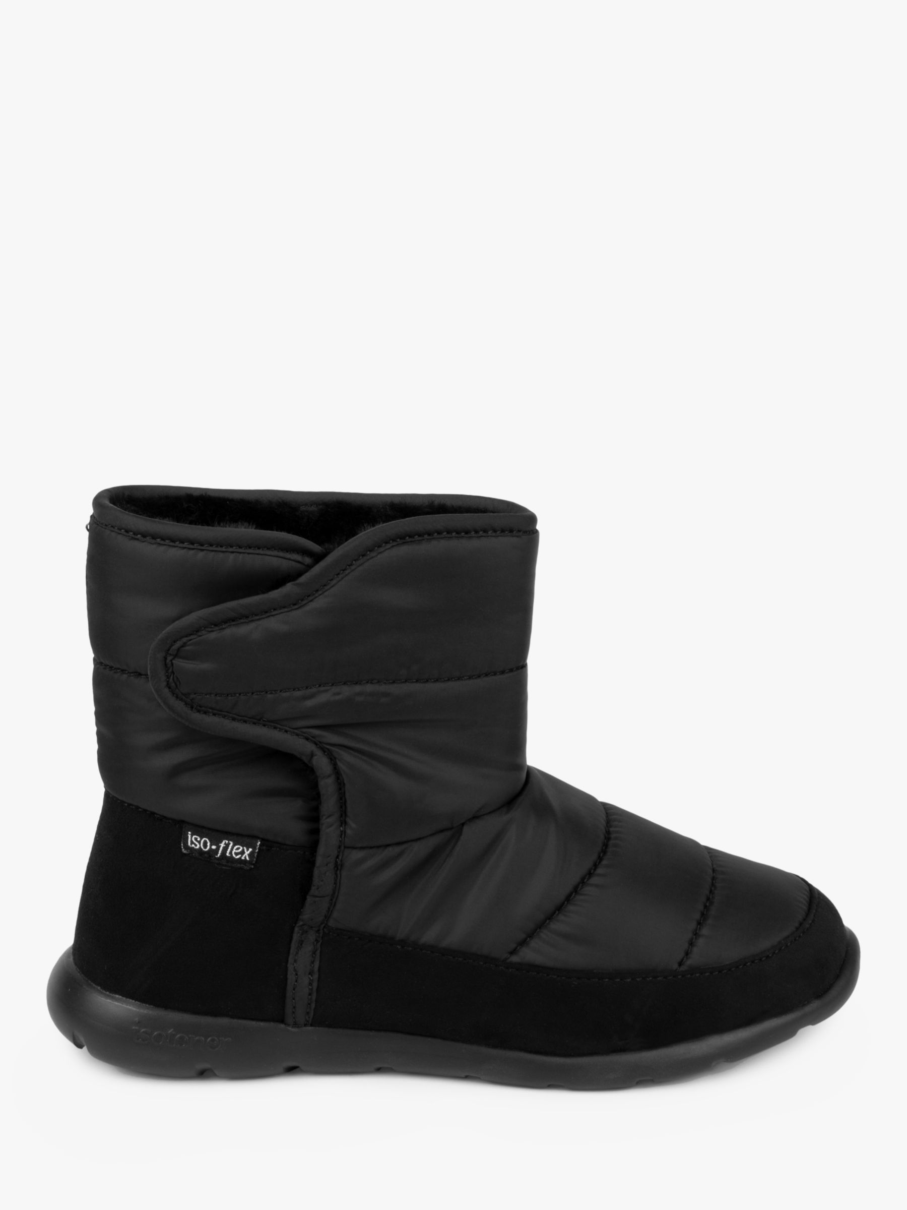 totes Iso Flex Quilted Slipper Boots, Black at John Lewis & Partners
