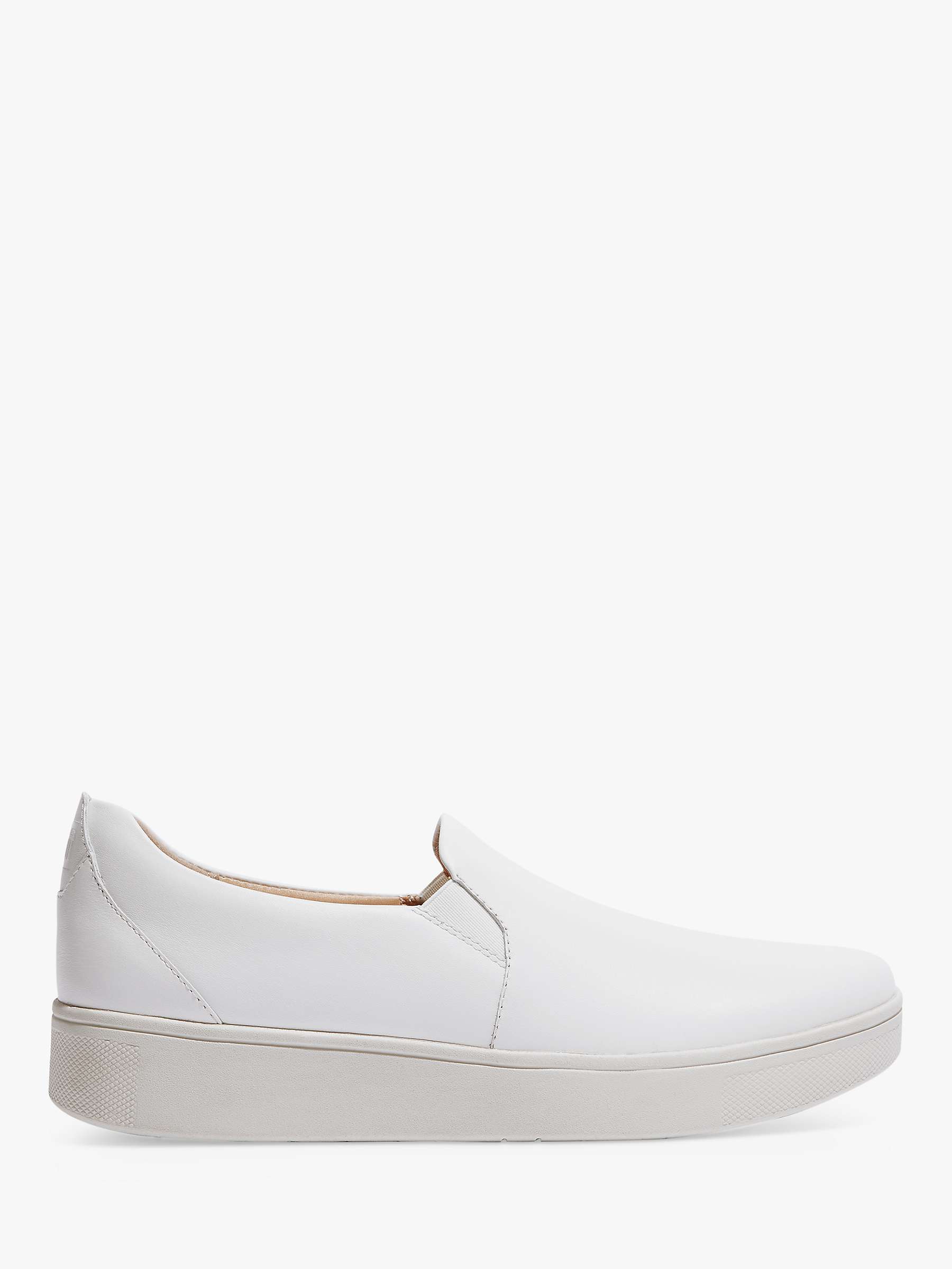 FitFlop Rally Leather Slip On Skate Trainers, White at John Lewis ...
