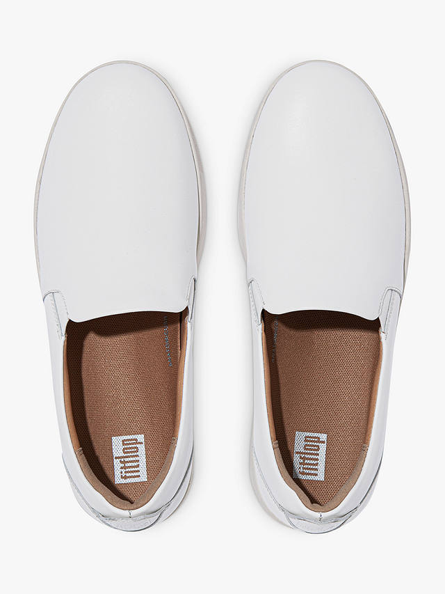 FitFlop Rally Leather Slip On Skate Trainers, Urban White