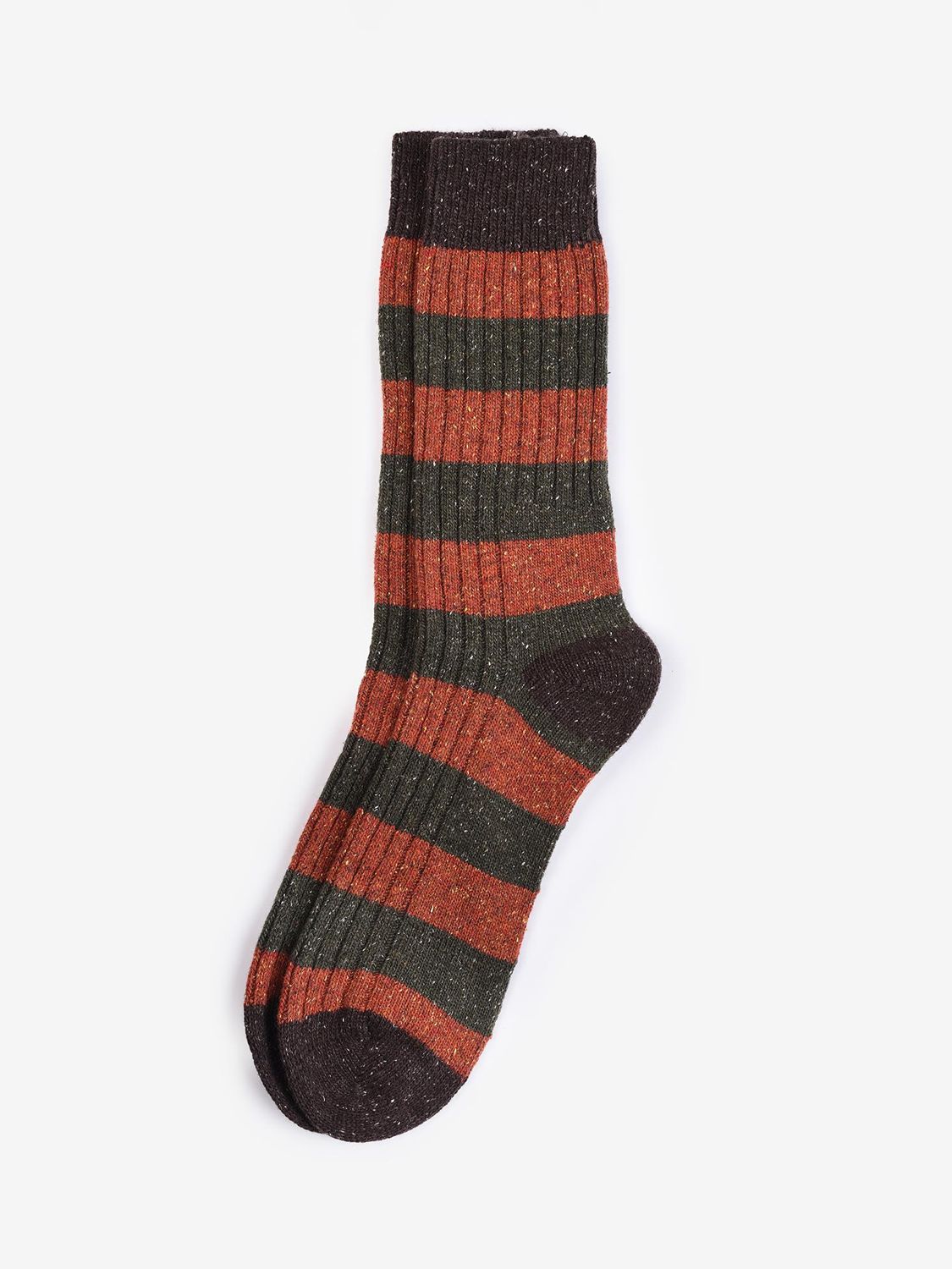 Barbour Houghton Wool Silk Blend Striped Socks, Burnt Orange at John ...