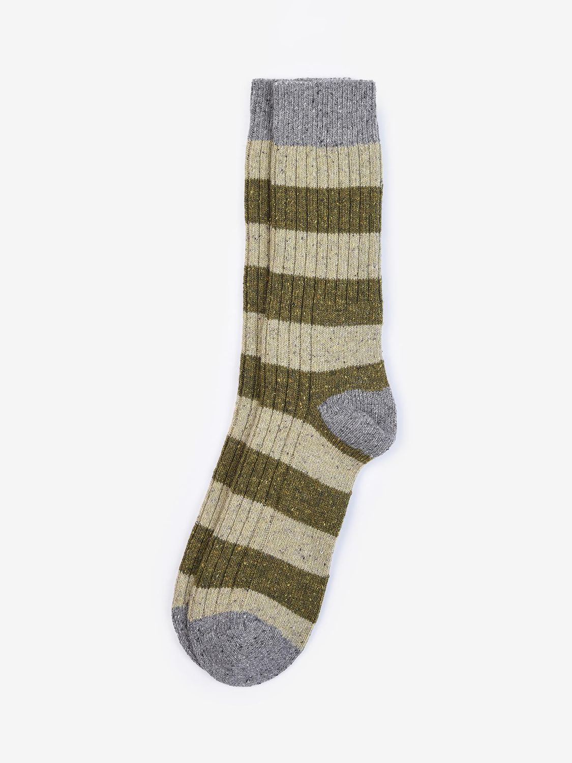 Barbour Houghton Wool Silk Blend Striped Socks, Olive at John Lewis ...