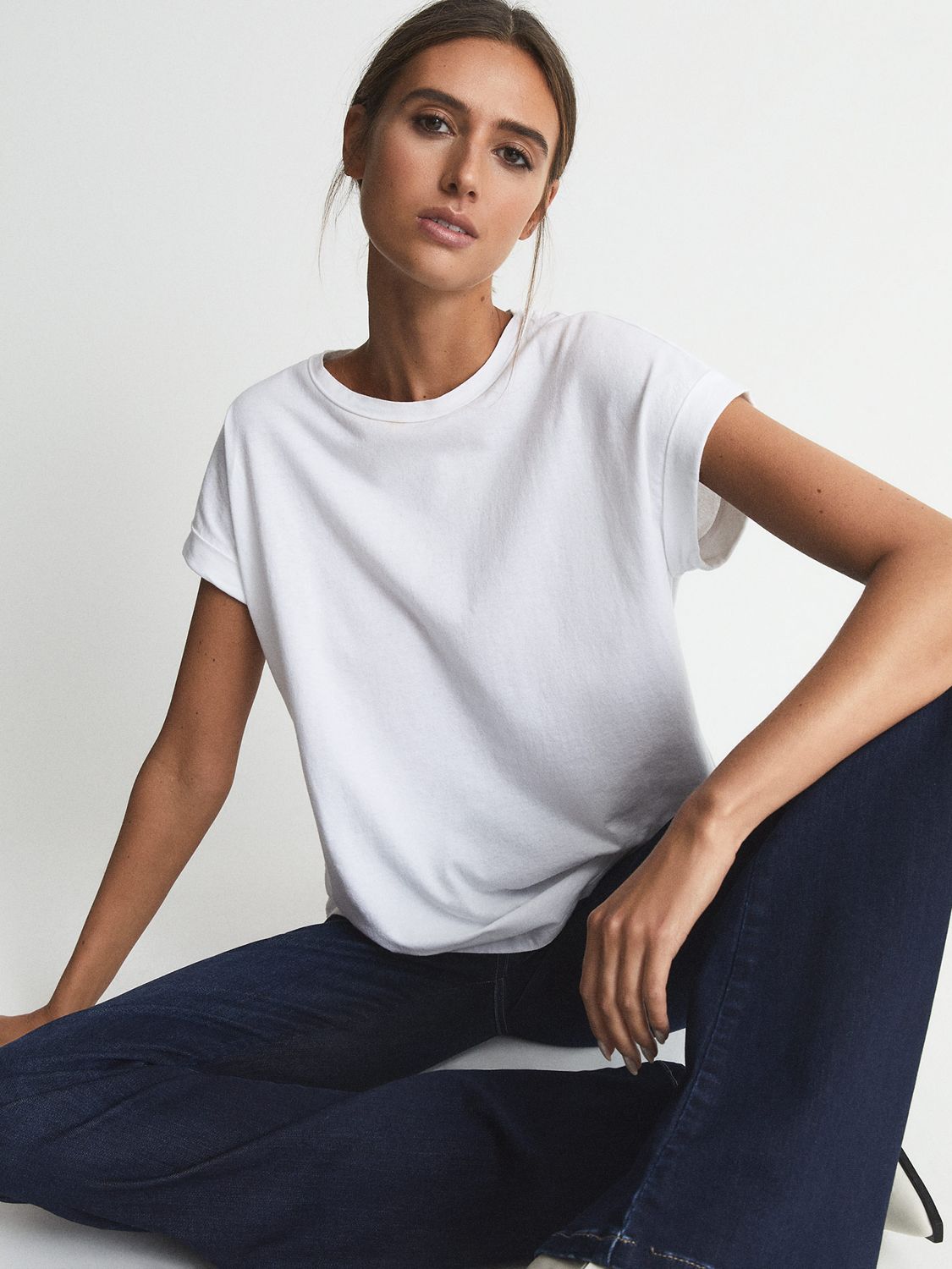 Reiss Tereza Cotton Jersey T-Shirt, White at John Lewis & Partners