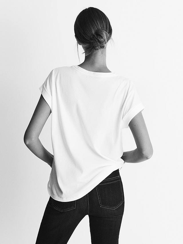Reiss Tereza Cotton Jersey T-Shirt, White