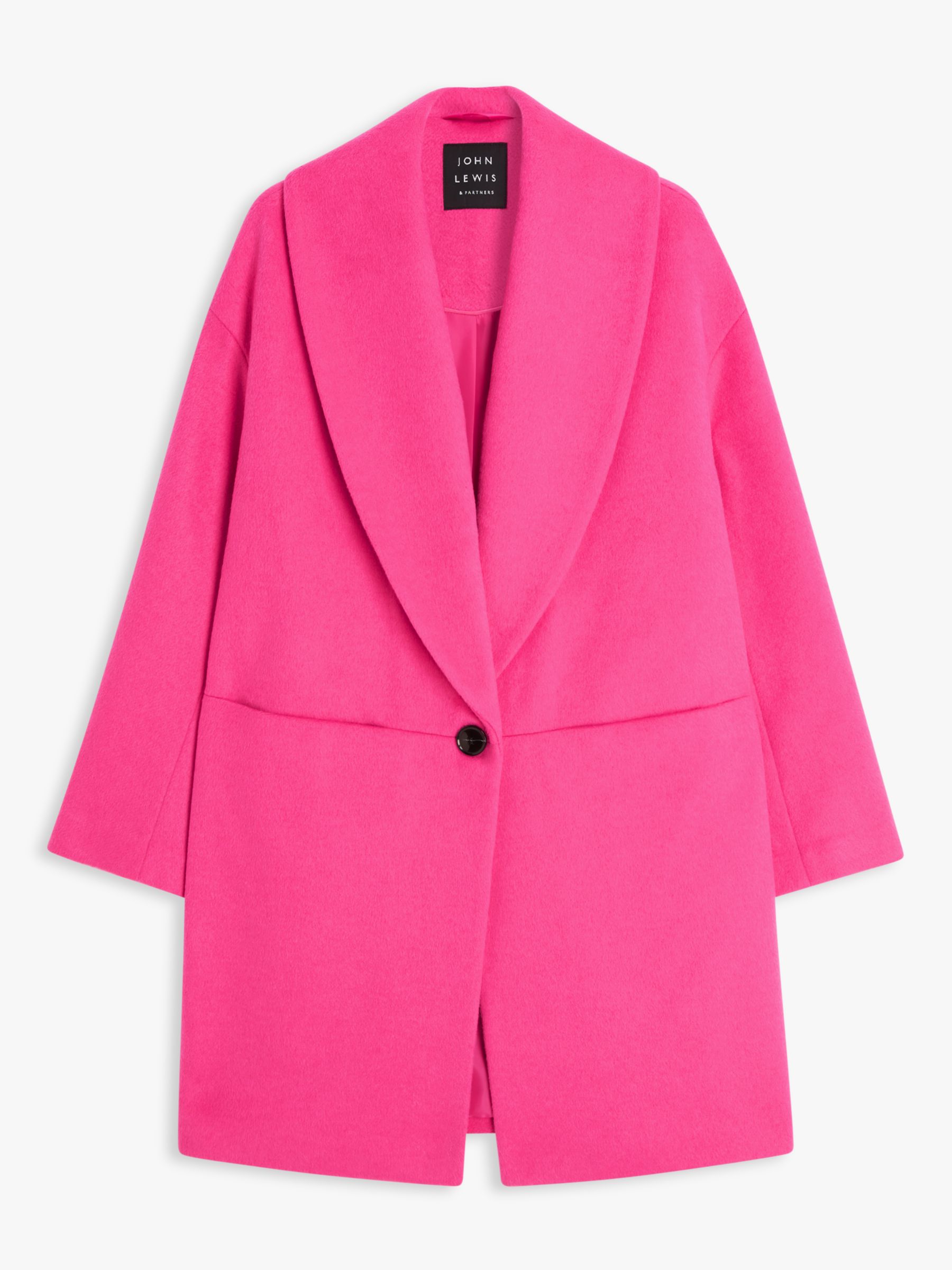 John Lewis Shawl Collar Coat, Pink, 8
