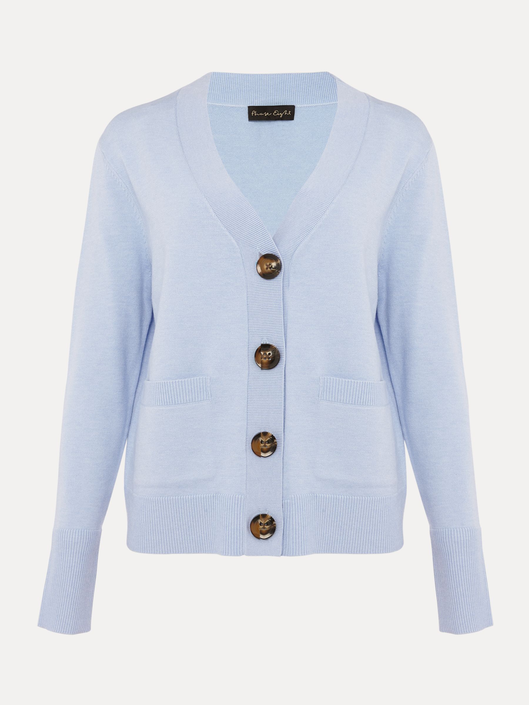 Phase Eight Ima Fine Knit Cardigan, Pale Blue