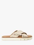 Dune Lexey Leather Woven Strap Cross Over Sandals, Gold-leather