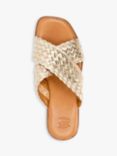 Dune Lexey Leather Woven Strap Cross Over Sandals, Gold