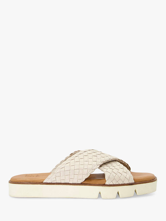 Dune Lexey Leather Woven Strap Cross Over Sandals, Ecru