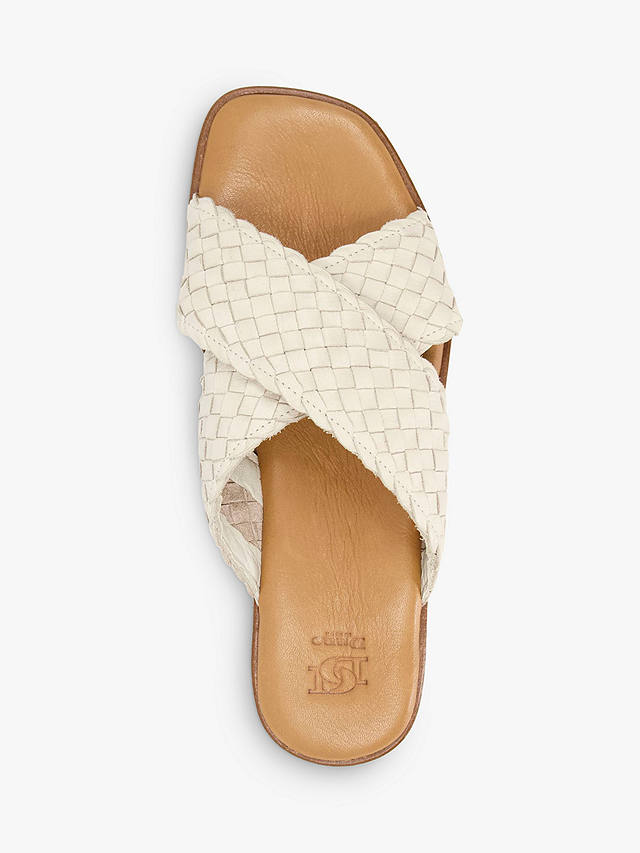 Dune Lexey Leather Woven Strap Cross Over Sandals, Ecru-leather