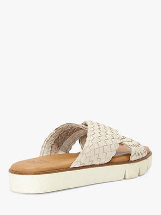 Dune Lexey Leather Woven Strap Cross Over Sandals, Ecru-leather