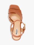 Dune Jealous Leather Platform Heeled Sandals, Tan-leather