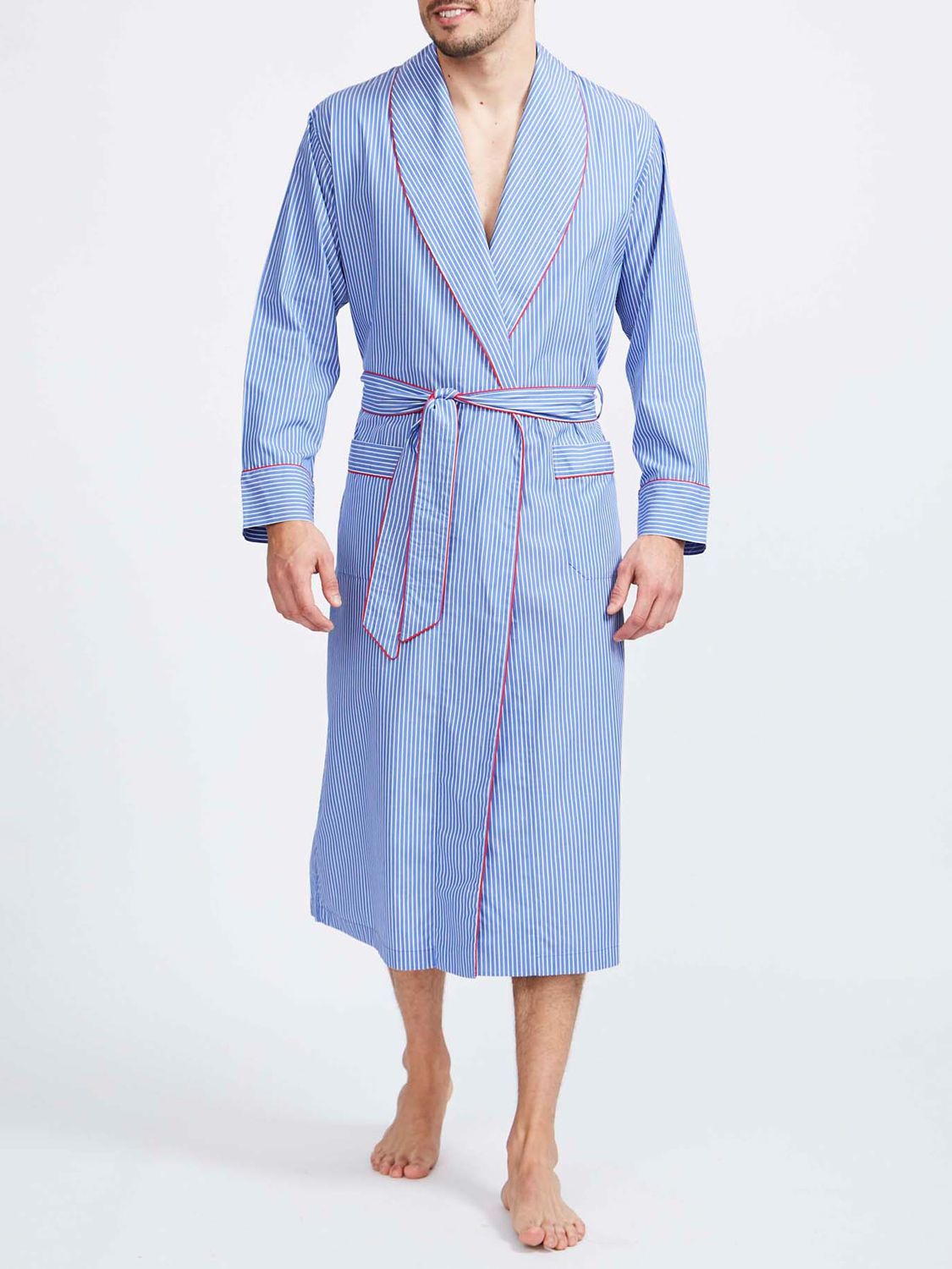 British Boxers Stripe Crisp Cotton Dressing Gown, Burford, S
