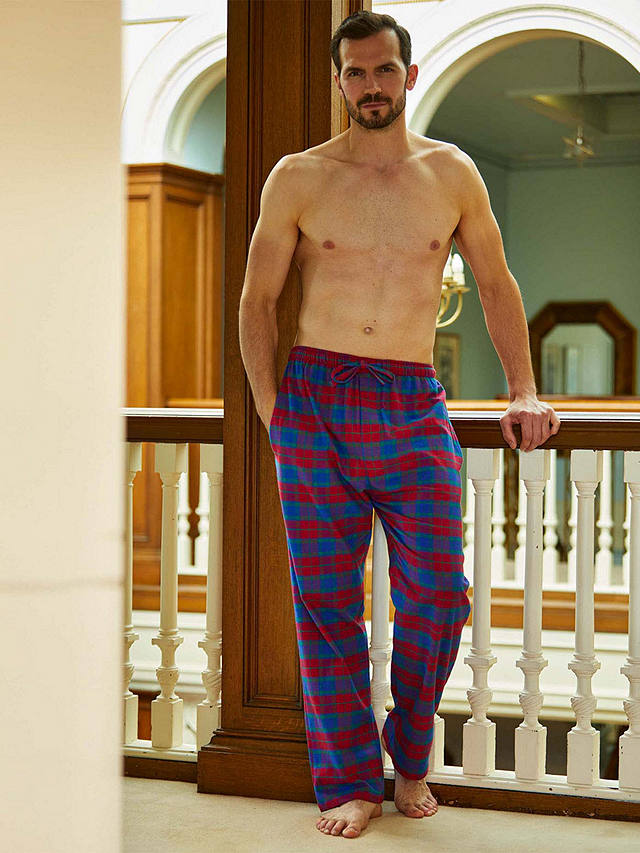 British Boxers Tartan Brushed Cotton Pyjama Trousers, Red