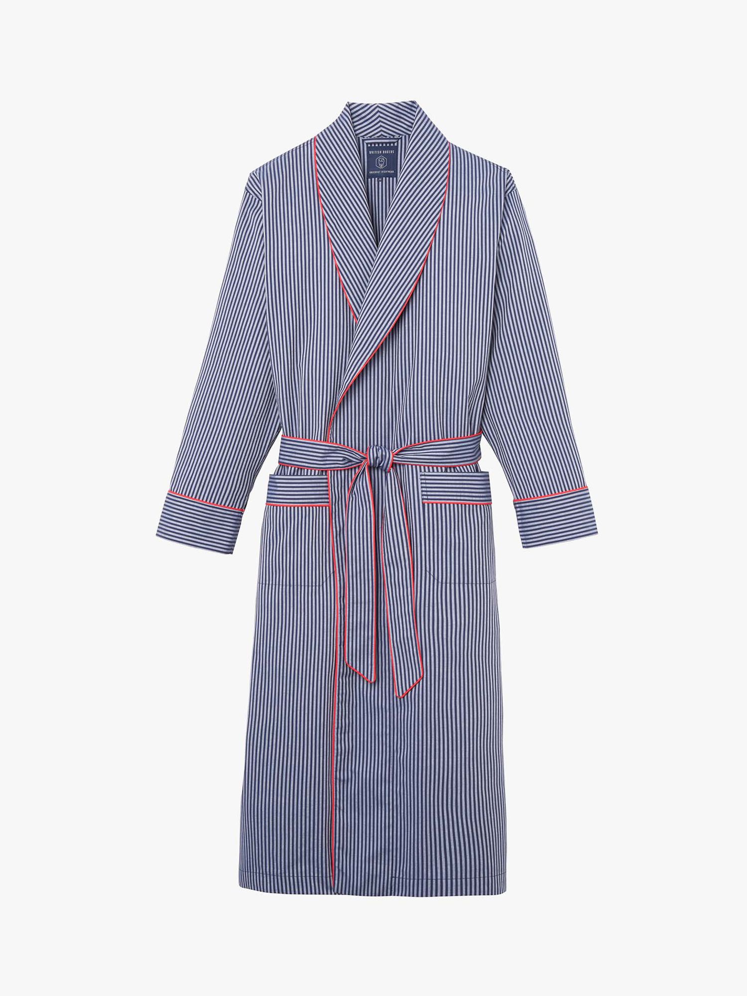 British Boxers Stripe Crisp Cotton Dressing Gown, Winchester, S