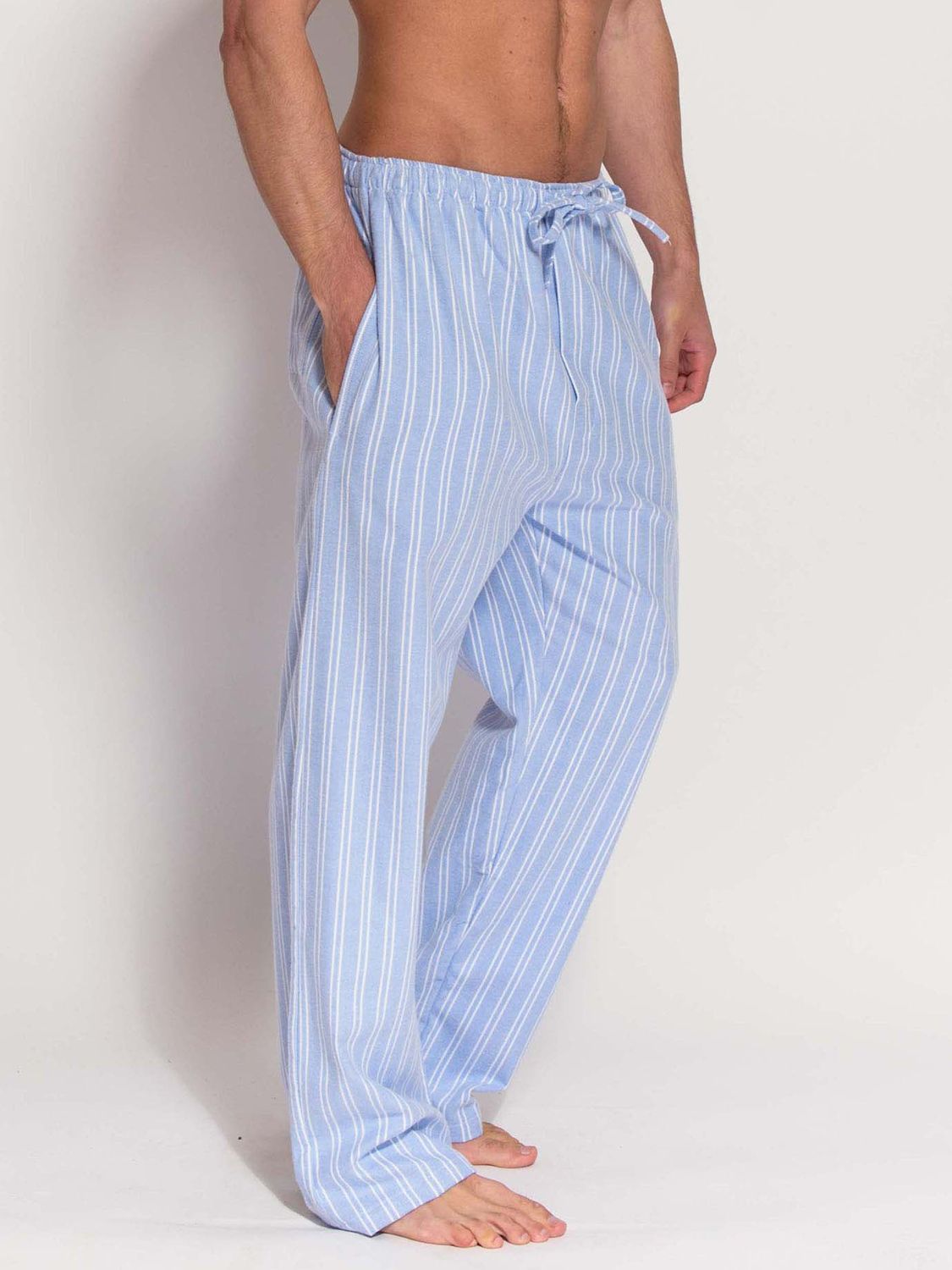 British Boxers Westwood Stripe Brushed Cotton Pyjama Trousers, Light ...