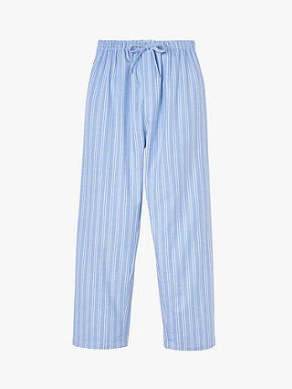 British Boxers Westwood Stripe Brushed Cotton Pyjama Trousers, Light Blue