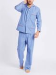 British Boxers Burford Stripe Crisp Cotton Pyjama Set, Blue