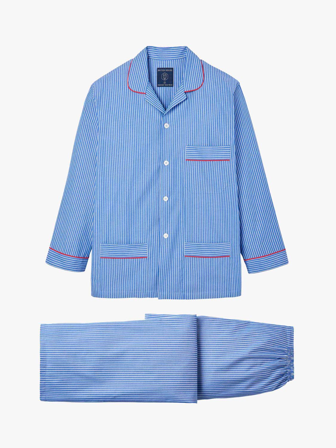 Buy British Boxers Burford Stripe Crisp Cotton Pyjama Set, Blue Online at johnlewis.com