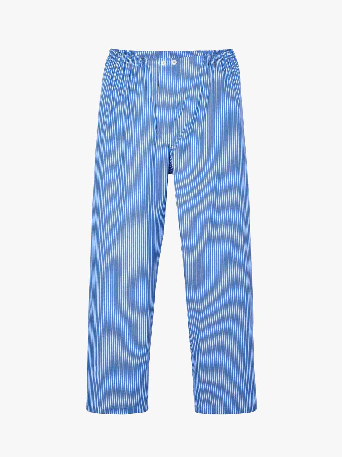 British Boxers Burford Stripe Crisp Cotton Pyjama Set, Blue at John ...