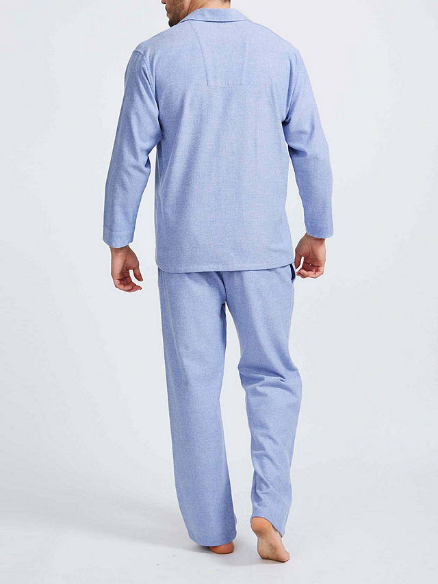 British Boxers Herringbone Brushed Cotton Pyjama Set, Staffordshire Blue