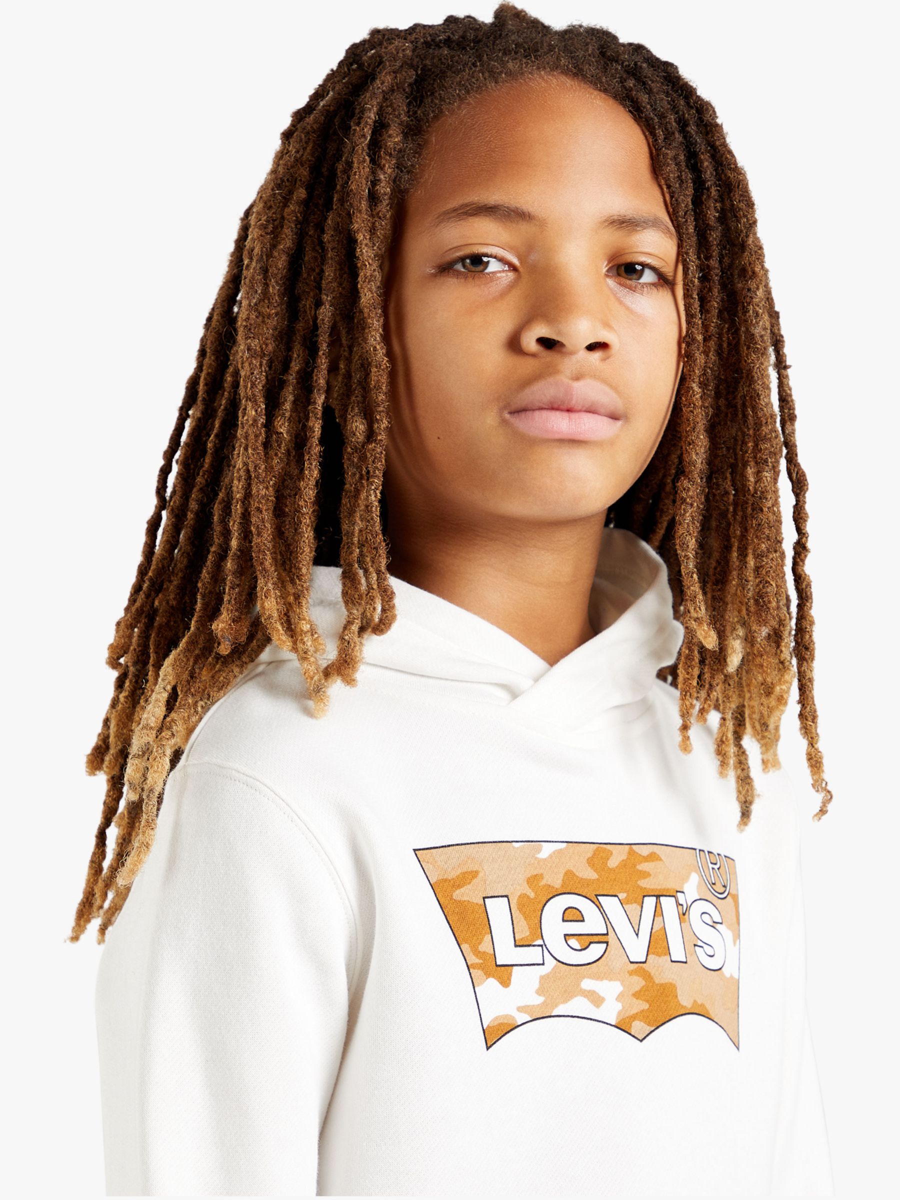 Levi's Kids' Cotton Batwing Logo Hoodie, Tofu, 8 years