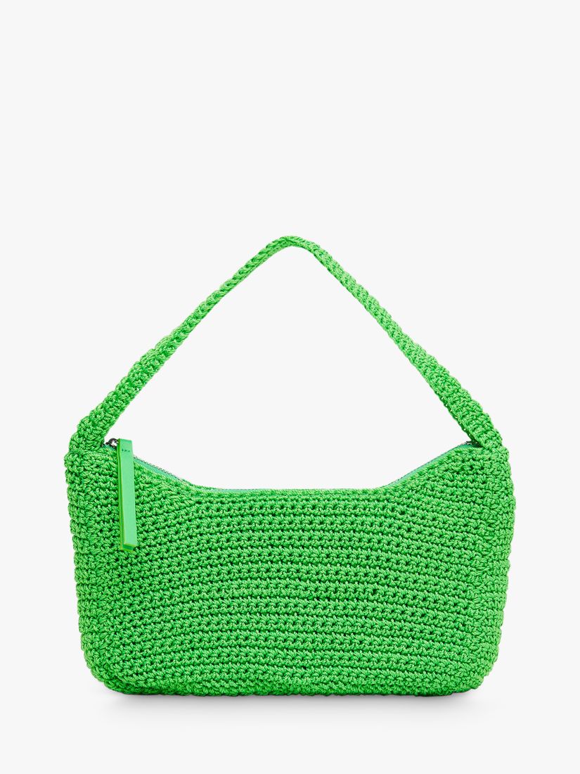 Mango Alcudia Crochet Baguette Bag, Green at John Lewis & Partners