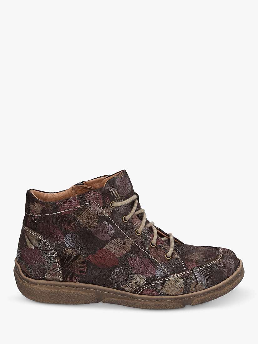Josef Seibel Neele 01 Floral Leather Lace-Up Ankle Boots, Brown/Multi ...