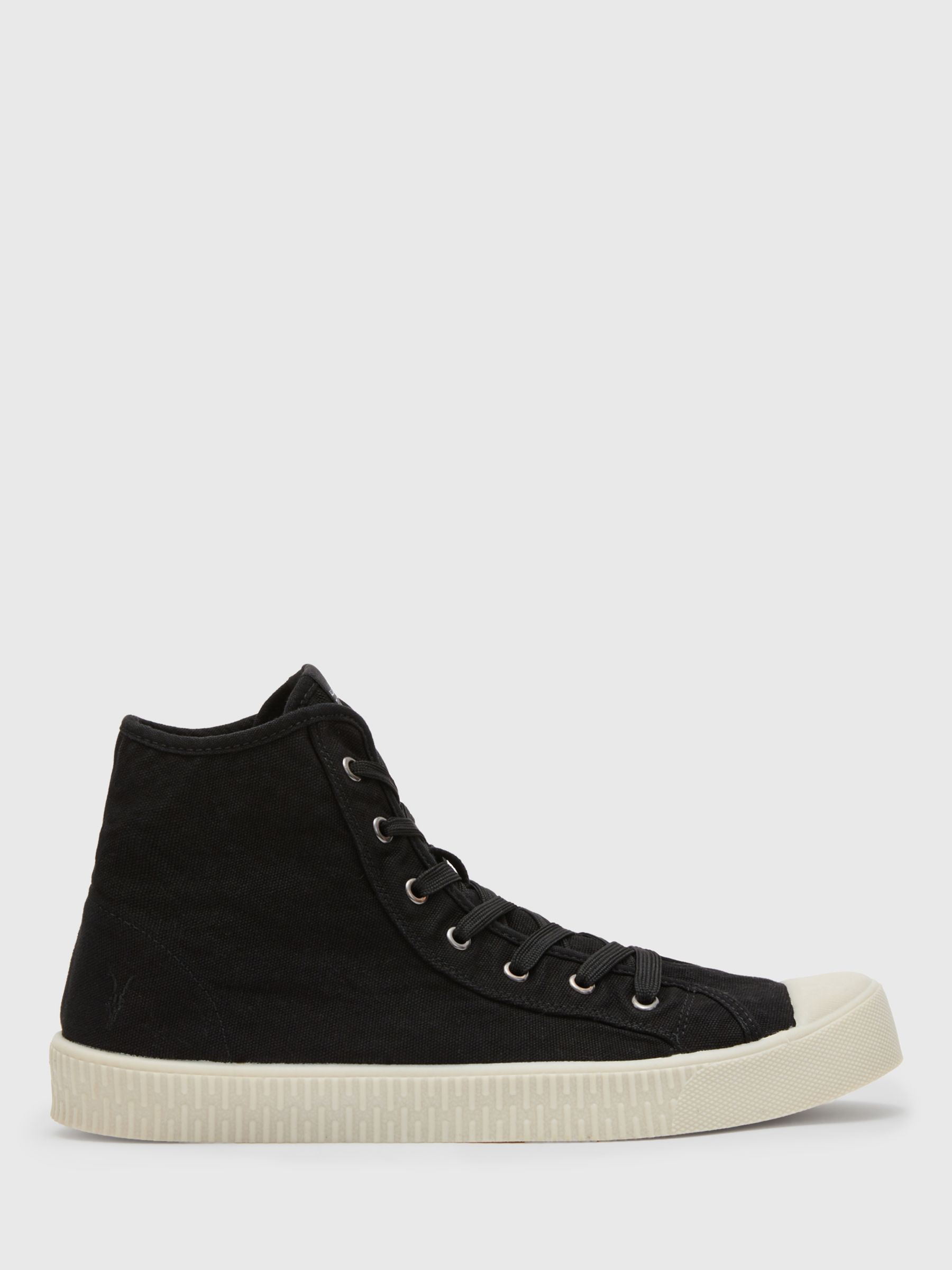 AllSaints Max High Top Trainers, Black at John Lewis & Partners