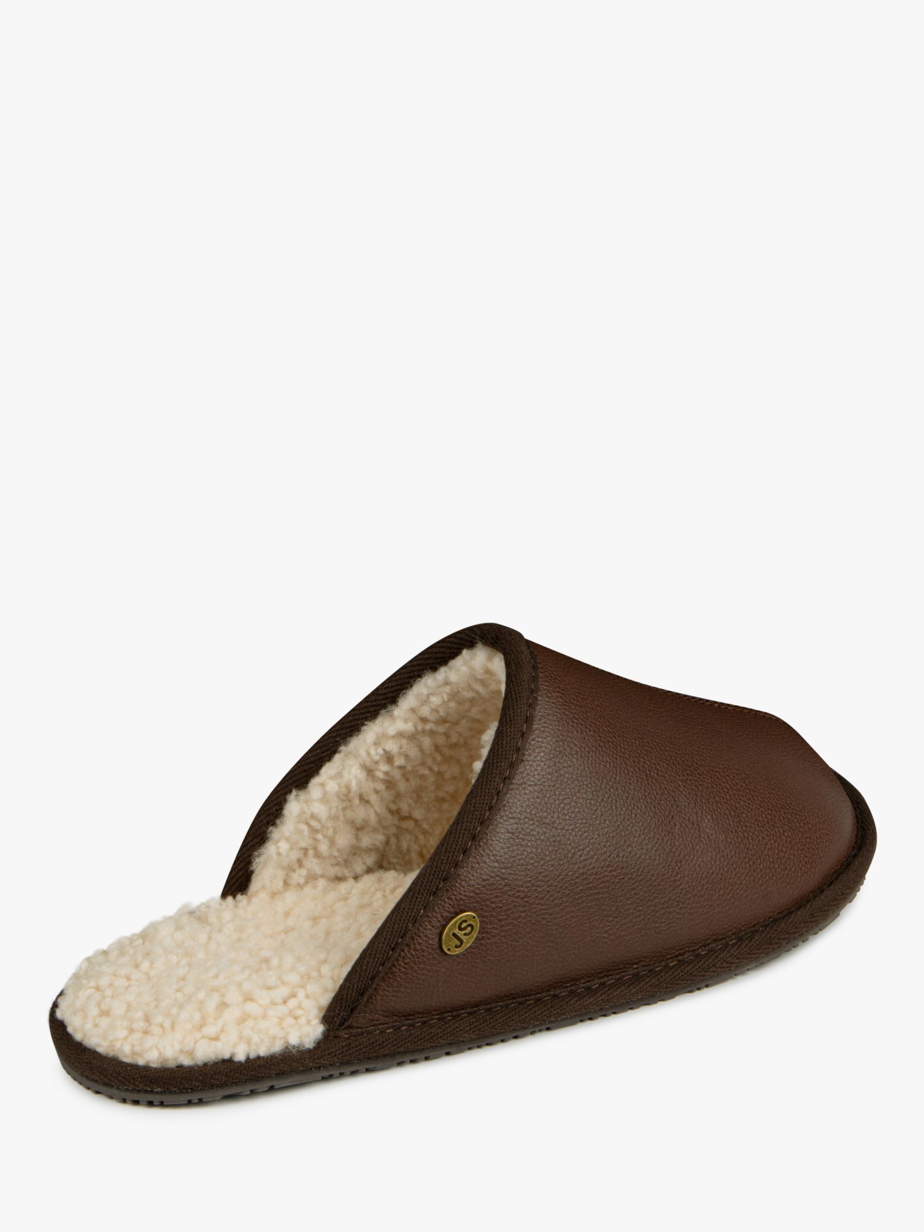 Just Sheepskin Cooper Leather Mule Slippers, Brown, 8