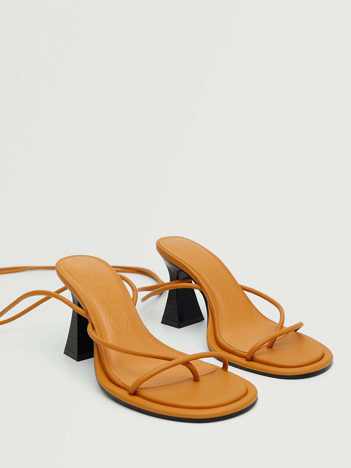Buy Mango Boulard Contrast Funnel Heeled Strappy Sandals, Medium Brown Online at johnlewis.com