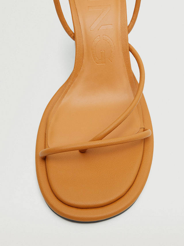 Mango Boulard Contrast Funnel Heeled Strappy Sandals, Medium Brown