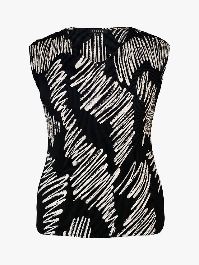 chesca Scribble Textured Camisole Top, Black/White