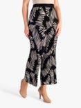 chesca Scribble Print Plisse Trousers, Black/White