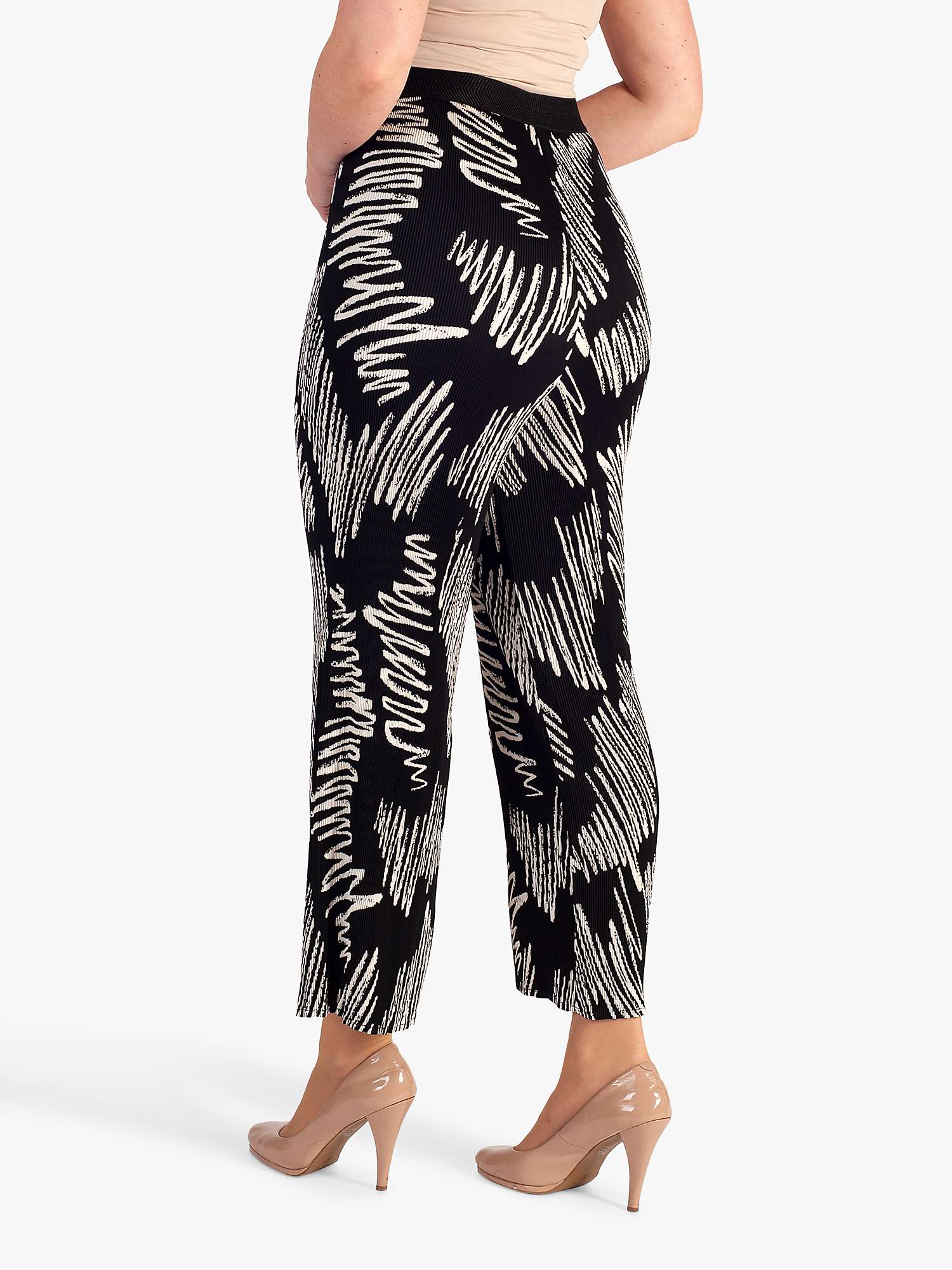 Buy chesca Scribble Print Plisse Trousers, Black/White Online at johnlewis.com