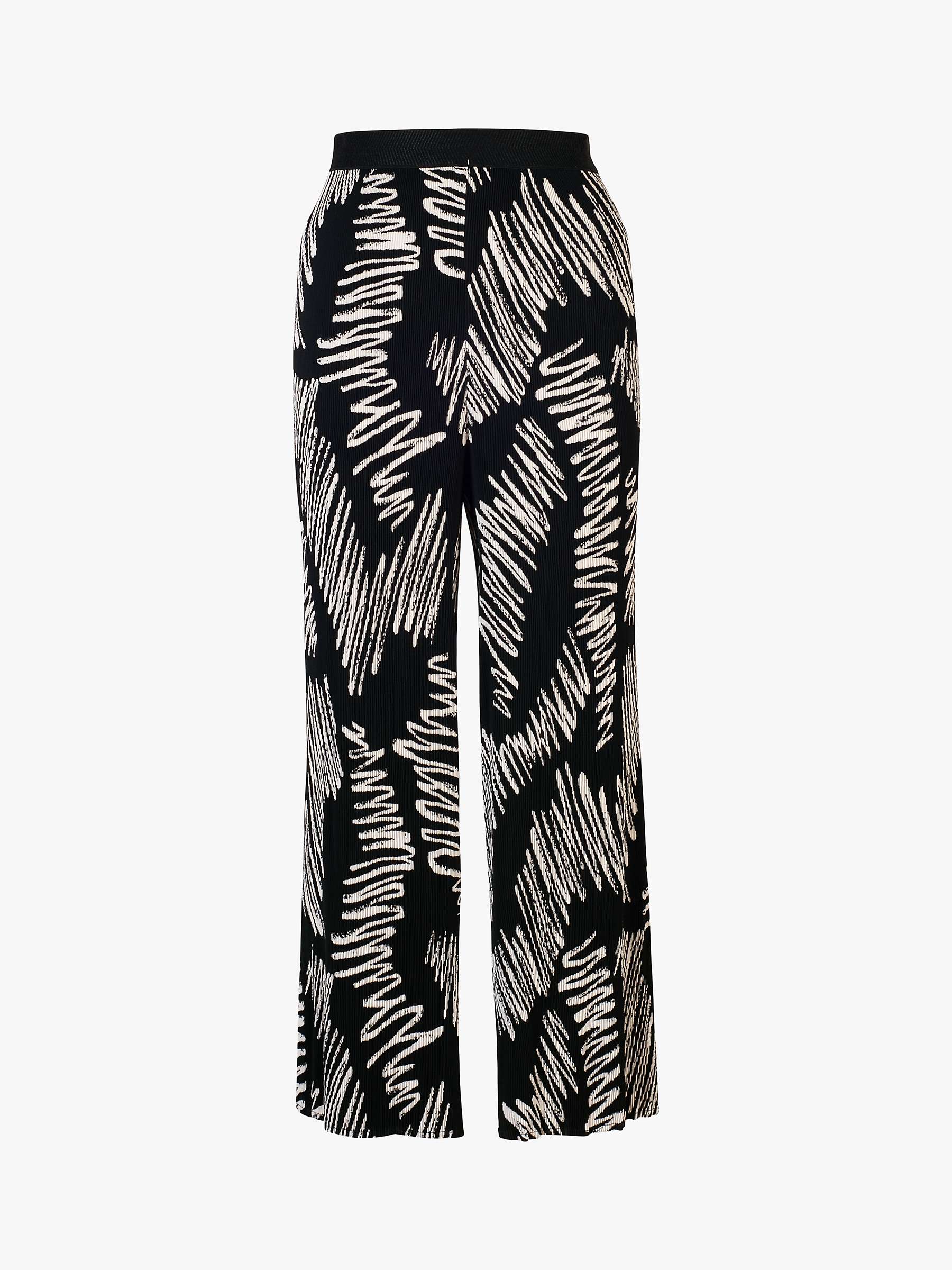 Buy chesca Scribble Print Plisse Trousers, Black/White Online at johnlewis.com