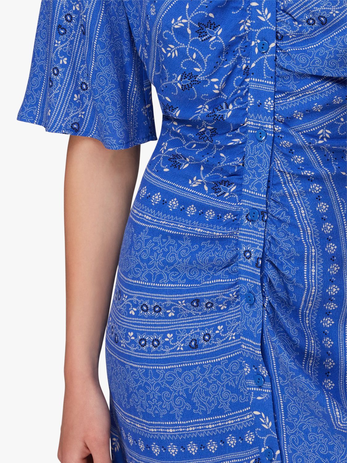 Whistles Bandana Spot Print Midi Shirt Dress, Blue/Multi at John Lewis ...