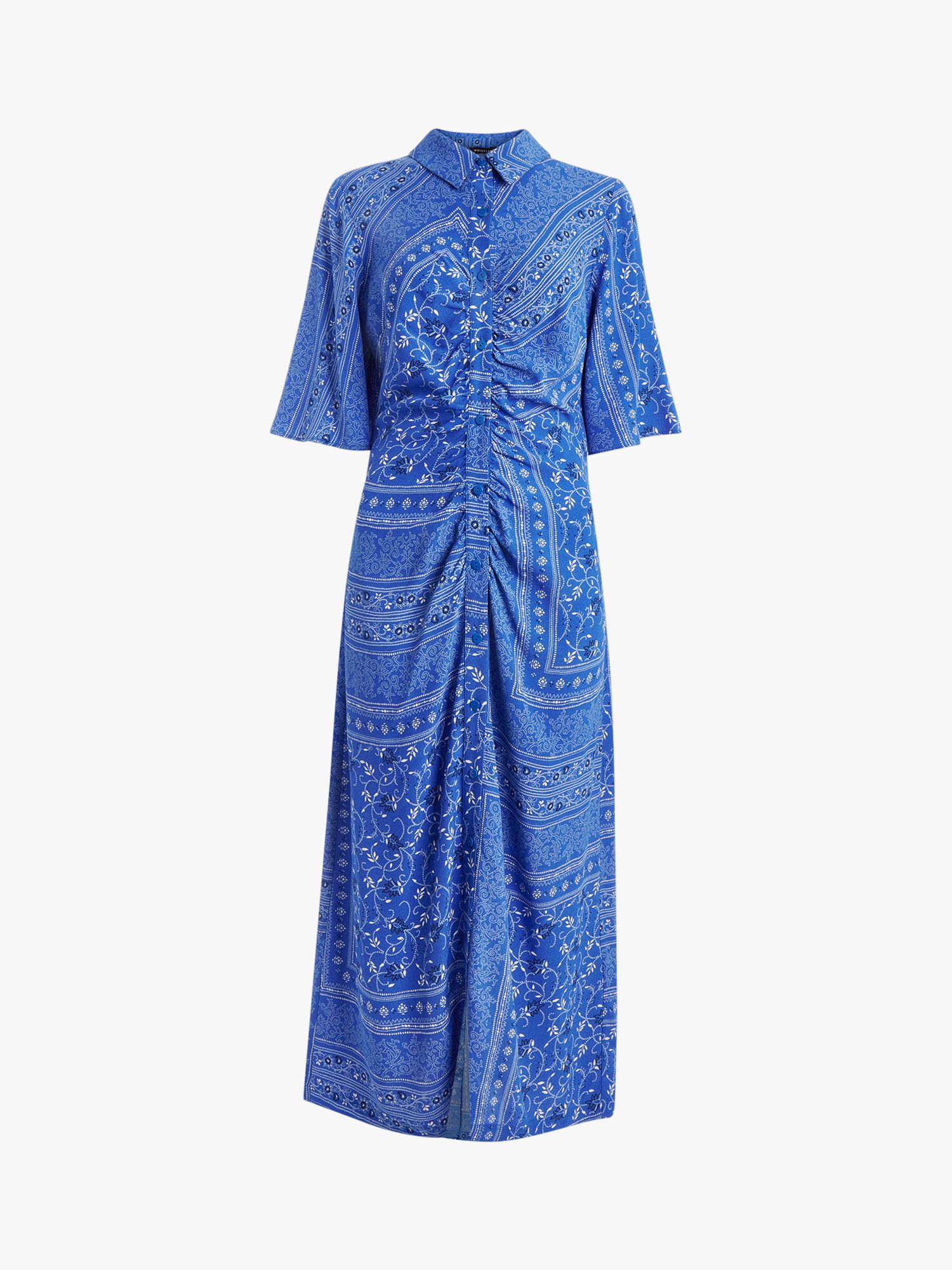 Whistles Bandana Spot Print Midi Shirt Dress, Blue/Multi at John Lewis ...