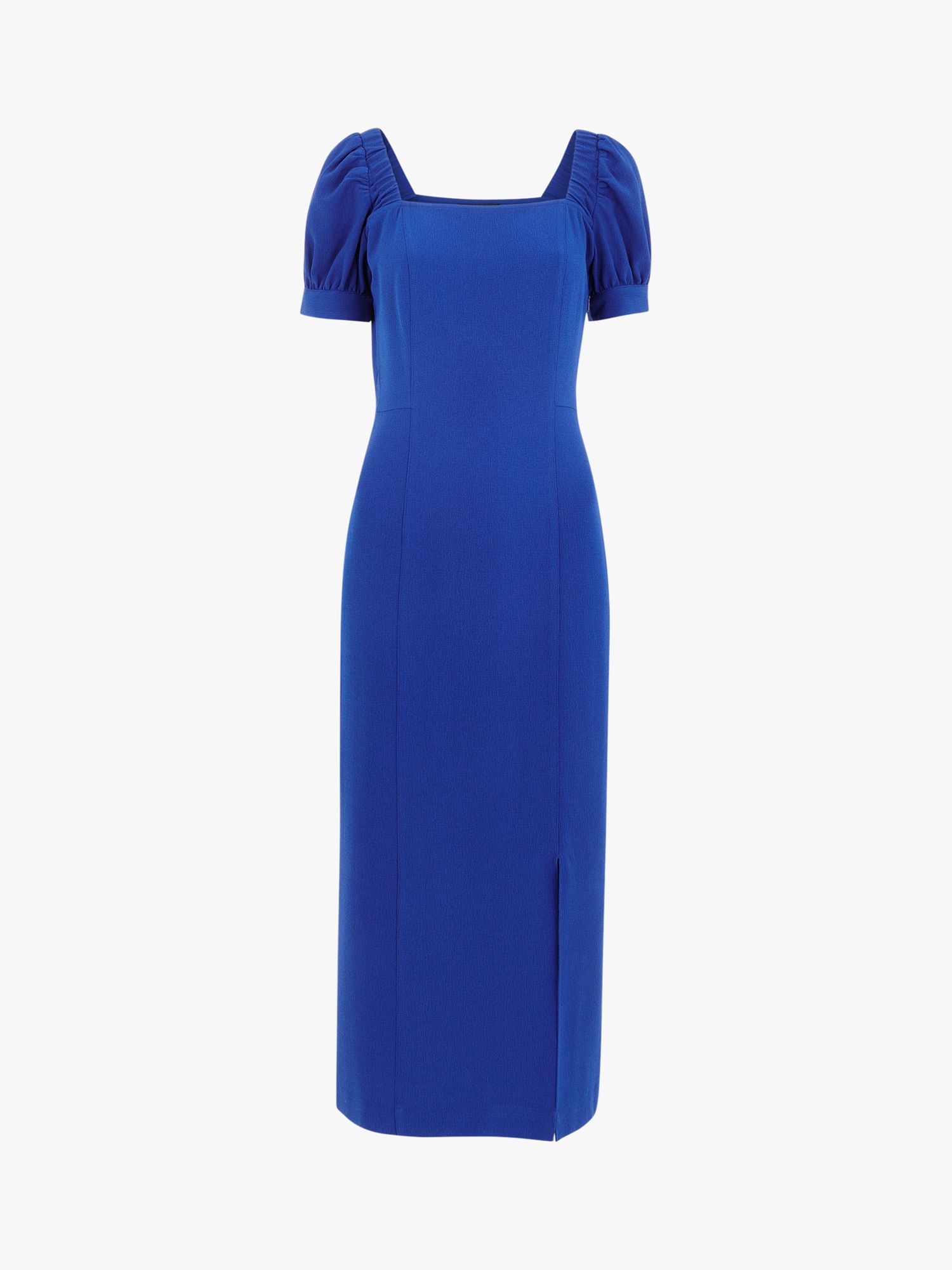 Whistles Amber Textured Square Neck Midi Dress, Blue at John Lewis ...