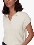 Whistles Lyla Short Sleeve Polo Shirt, Natural, Natural