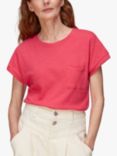 Whistles Ember Linen Blend Pocket T-Shirt, Pink