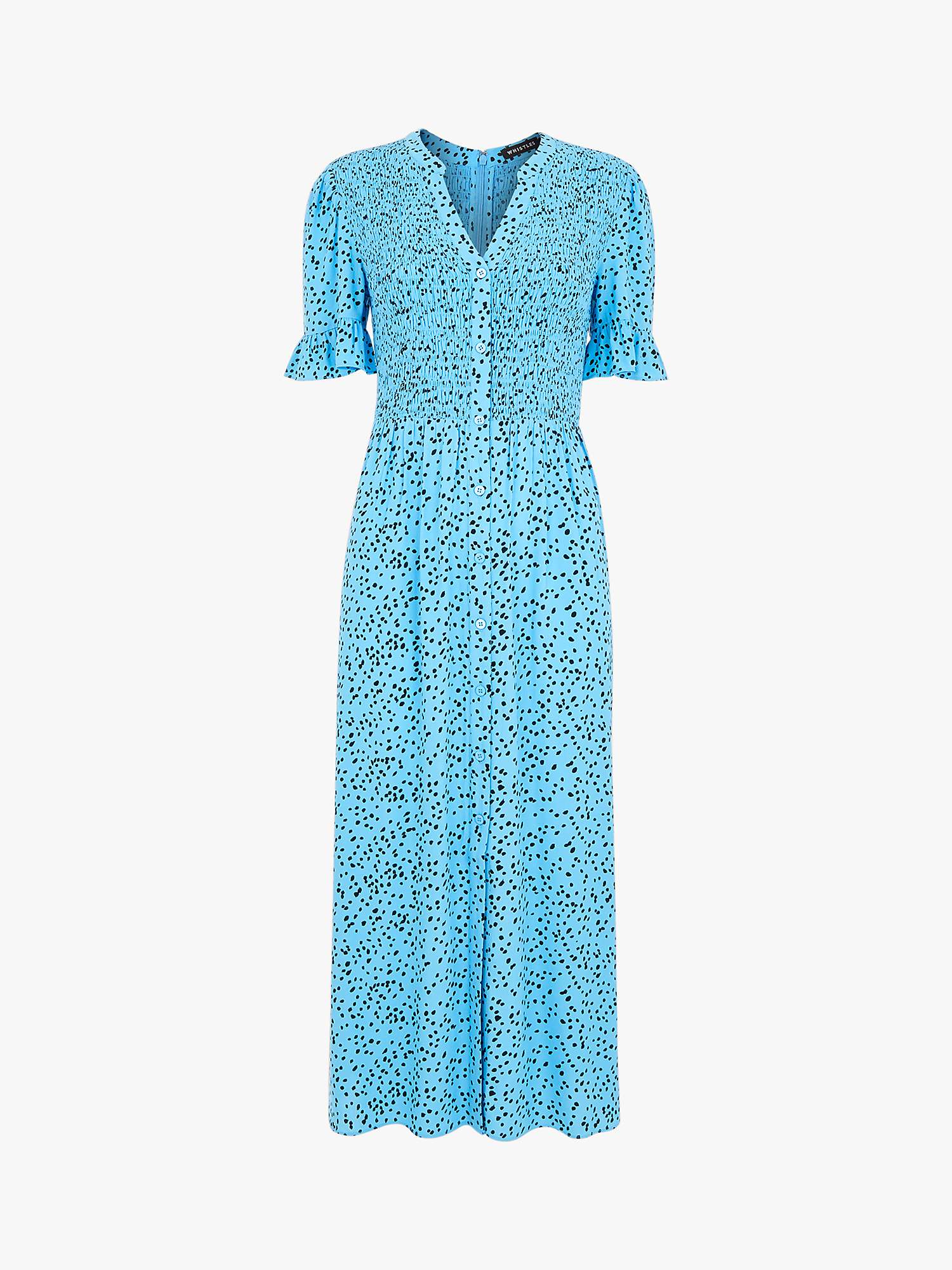 Whistles Spotted Print Midi Shirt Dress, Blue/Multi at John Lewis ...