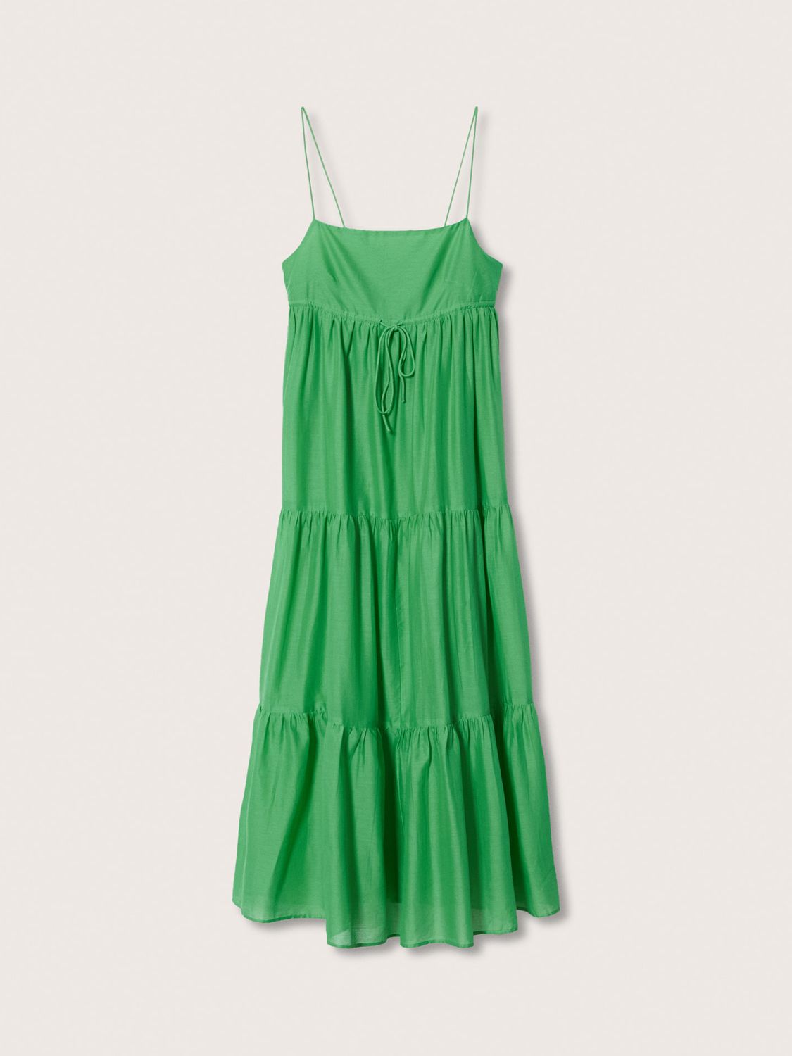 Mango Cotton Tiered Midi Dress, Green, 10
