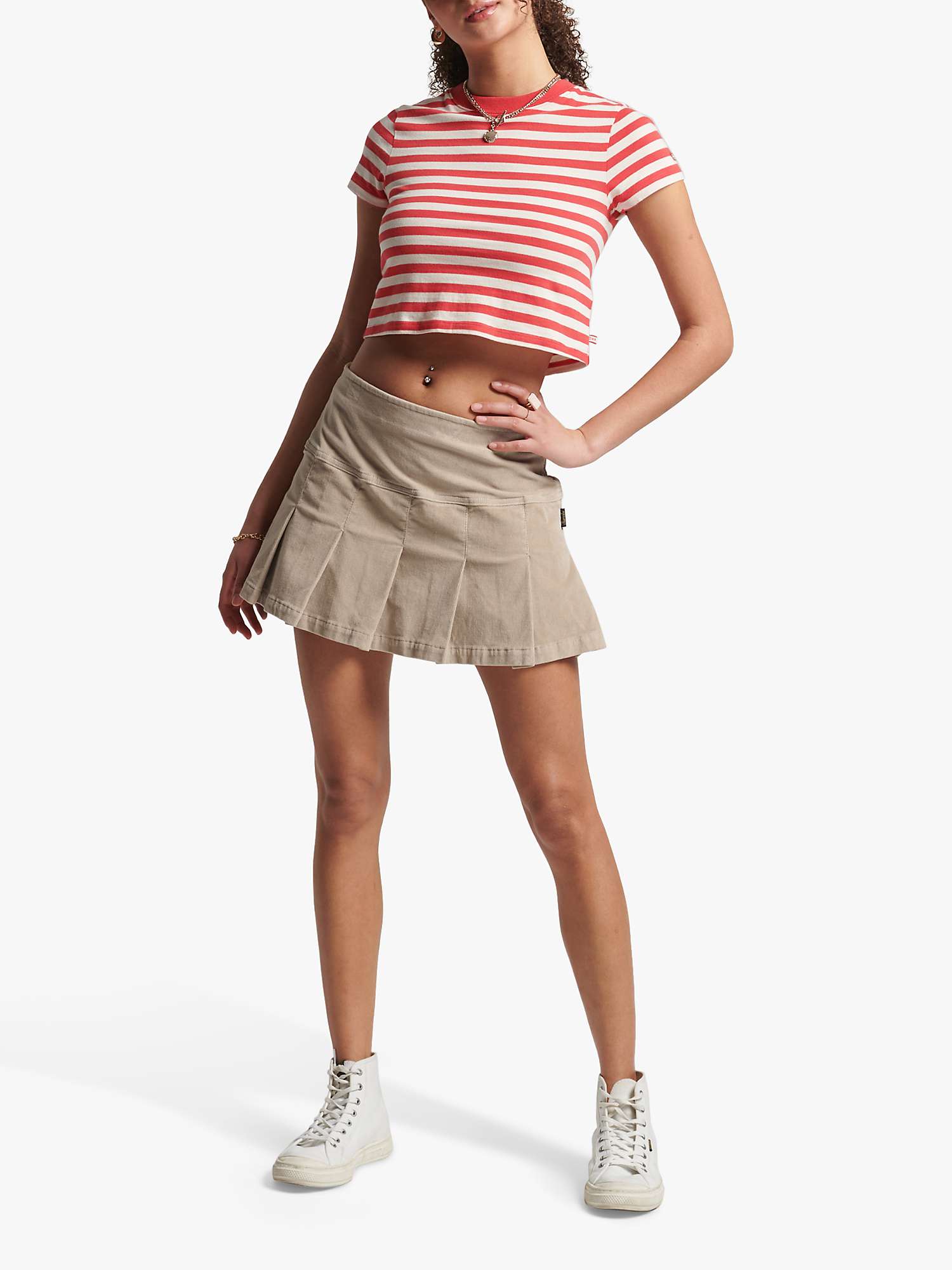Buy Superdry Vintage Pleated Cord Mini Skirt Online at johnlewis.com
