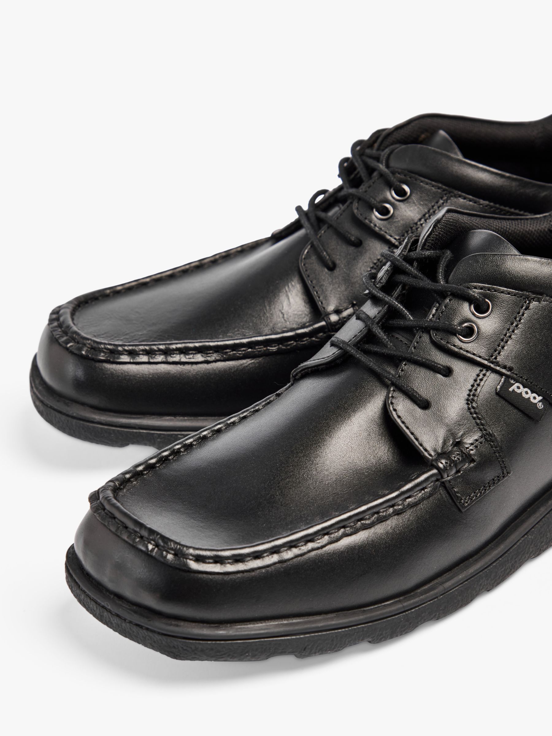 Pod Kids' Milo Lace Up Leather School Shoes, Black at John Lewis & Partners