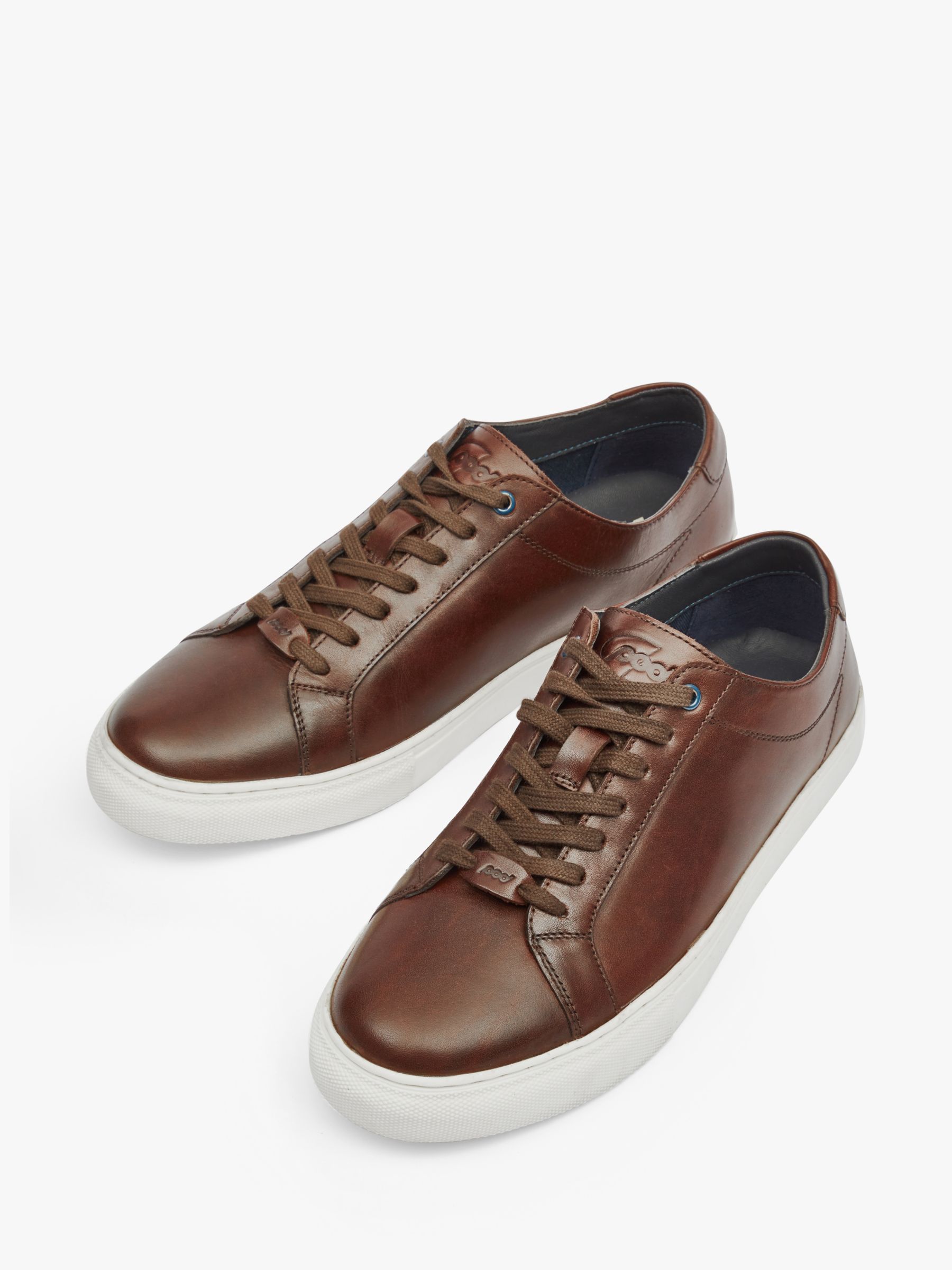 Pod Louis Leather Cupsole Trainers, Dark Brown, 6